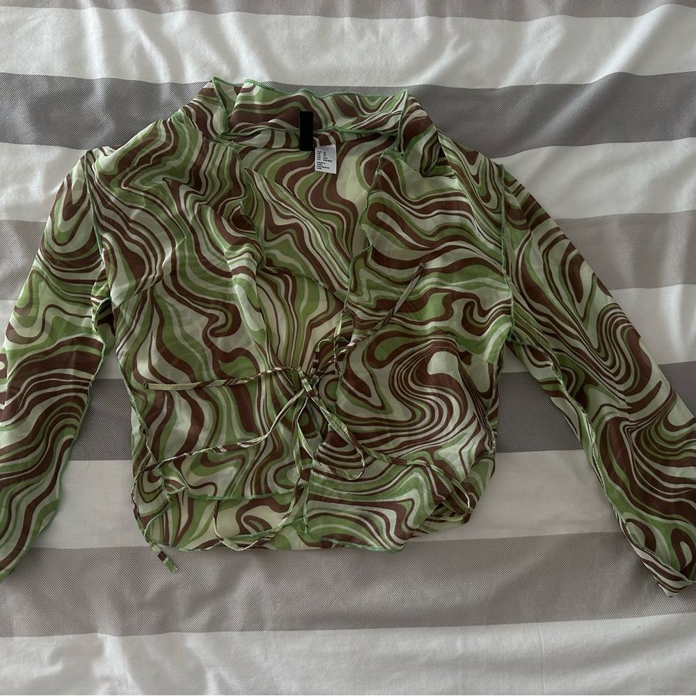 Sheer Swirl Pattern Blouse